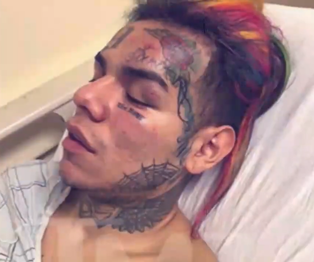 6ix9ine sleeping in the hospital bed